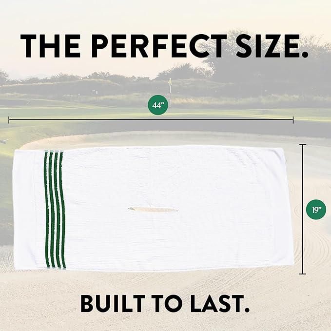 The Tour Towel | Large Golf Caddy Towel Terry Cloth, Absorbent 19" x 44", Center Cut, Perfect Hang Golf Cart Accessory and Golf Bag, Multiple Colors