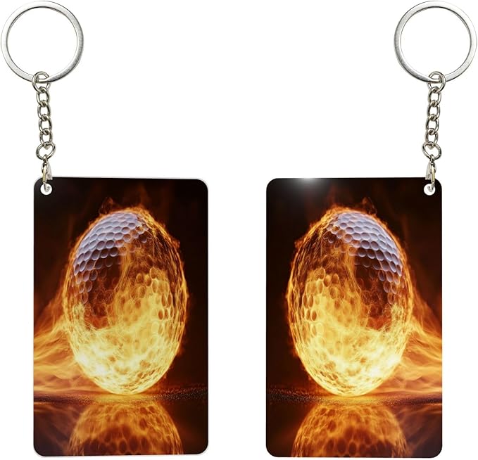 Astronaut Playing Golf Keychains Rectangular Acrylic Keychain Daily Key Ring Car Key Fob Holder 2X3 Inch