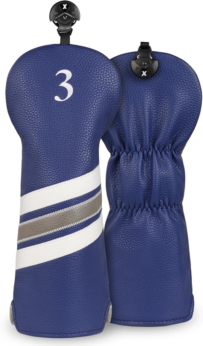 Golf Club Covers, 4pcs or 1pc Golf Head Covers for Woods, Driver, Fairway, Hybrid - Premium PU Leather Golf Club Head Cover with Interchangeable Tags