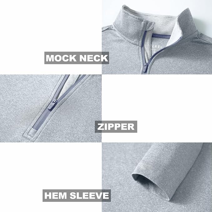 M MAELREG Quarter Zip Golf Pullover Men Dry Fit Long Sleeve Performance Wicking Mock Neck 1/4 Zip Pullover Mens Sweatshirt