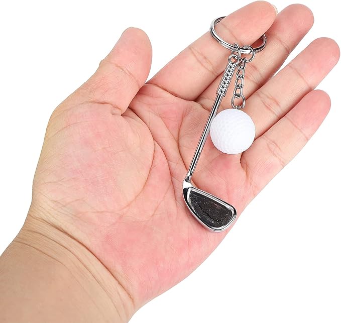 6PCS Golf Club Ball Keychain, Alloy Mini Golf Ball Key Ring Sports Clubs Backpacks Handbags Pendant for Men Women Sports Lovers