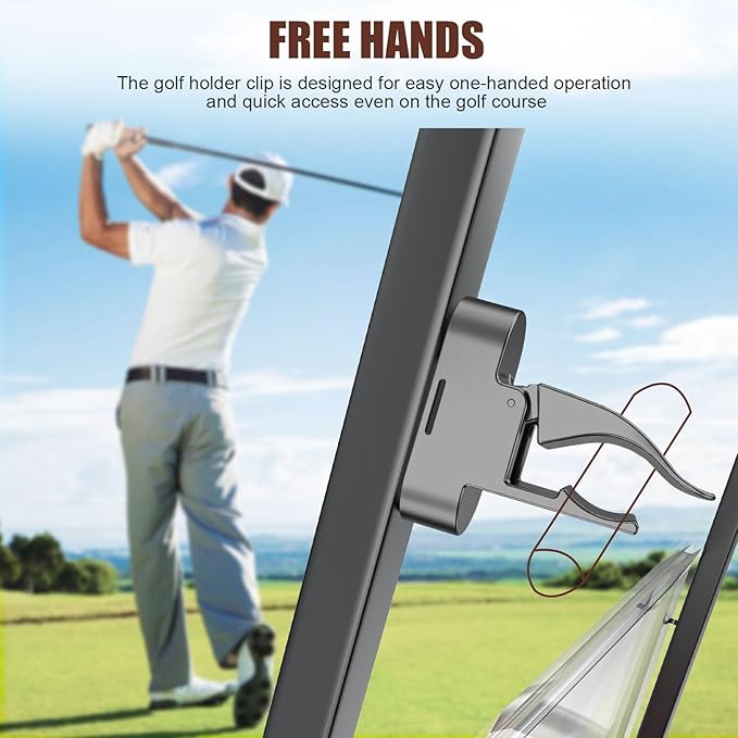 Lunira Universal Magnetic Holder for Golf Carts, Single-Handed Operation, Equipped with Powerful Magnets and Non-Slip Straps, Scratch-Resistant, Comes with a Gift Box, for Golfers