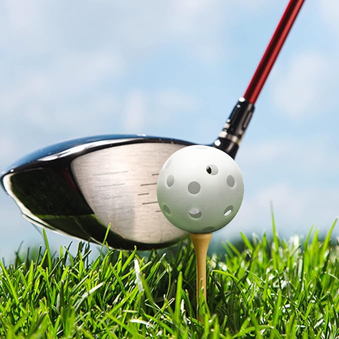 Plastic Golf Balls Practice Limited Flight Golf Training Ball Hollow Swing Practice Indoor Golf Balls with Mesh Drawstring Bag for Backyard Driving Range or Outdoor