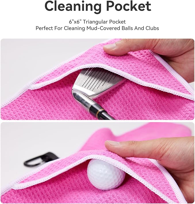 Magnetic Golf Towel with Clip and Cleaning Pocket -Ideal for Male Golfers, perftct Gifts for Men-Magnetic Golf to Golf Accessories for Bags, Carts or Clubs 24"*16"