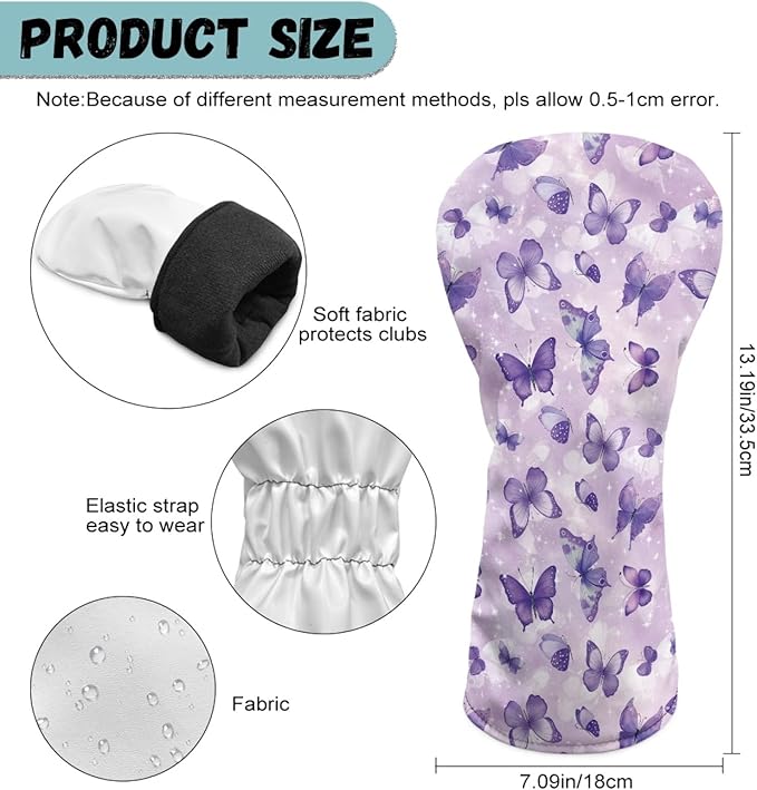 Golf Club Head Covers for Club Protective, Waterproof PU Leather Driver Fairway Wood Hybrid Head Cover