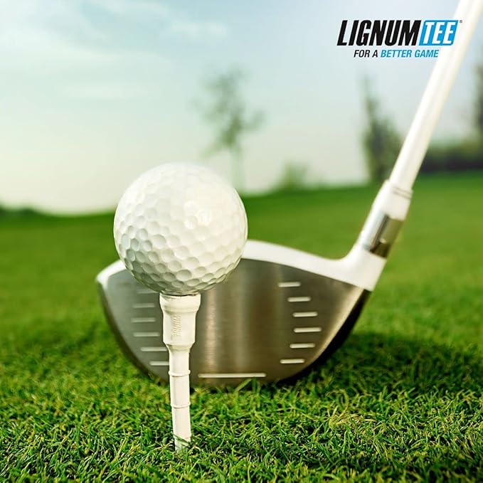 LIGNUM Tee - Classic Golf Tees - Sports Golf Tees - Anti Spin Head, Bio-Based Micro Wood, 50x Durable