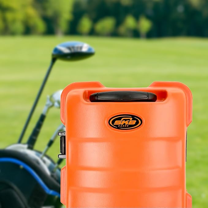 SKB Staff ATA Hard Shell Plastic Golf Travel Case for Cart Bags with Wheels - Heavy-Duty Rolling Club and Driver Carrier for Airline Transport, Impact-Resistant with TSA Locking Latches