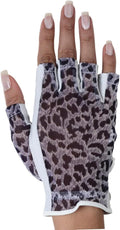 Animal Print Solar Tan Fashion Half Glove | UV Protection SPF 10, Breathable & Stylish, Tan-Through Solar Fabric
