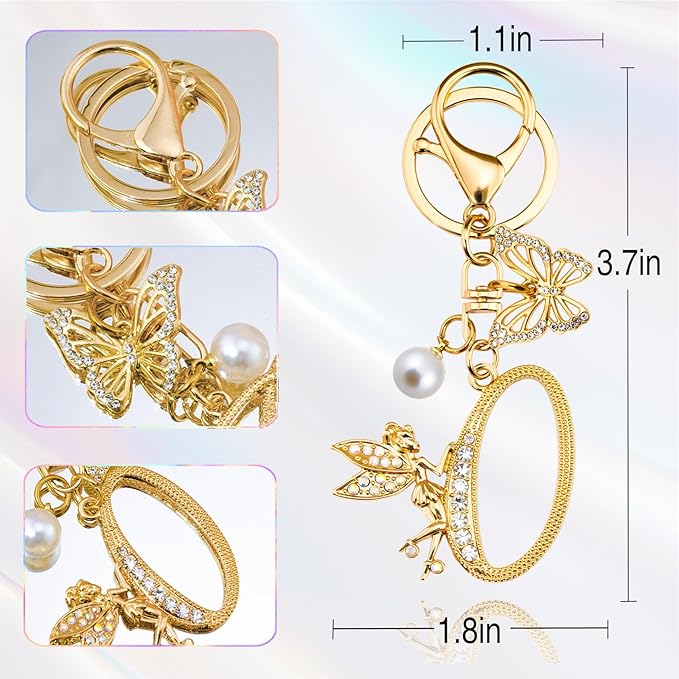 Initial Keychain Bag Charm Women Purse Charms for Handbags Accessories Charm for Wallet Butterfly Pendant for Girls