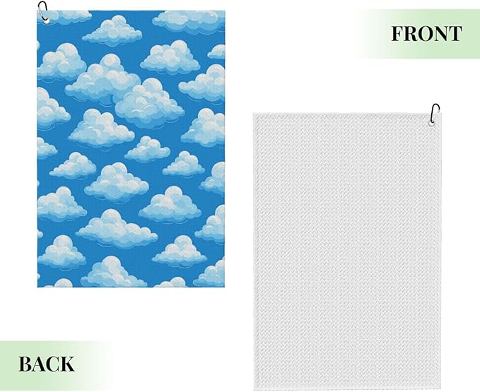 Clouds Golf Towel Waffle Microfiber with Hook Detachable Clip 24x16in