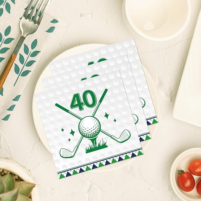 Golf 40th Birthday Party Napkins Decorations, Disposable Paper Golf Napkins Supplies Pack of 50, Sports Birthday Party Decor Size 6.5 Inch