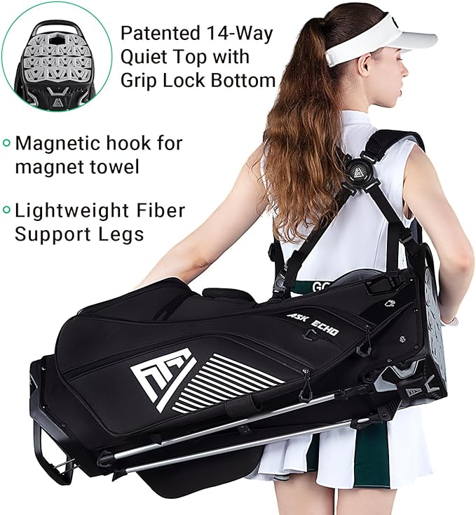 ASK ECHO ST-Lock Mecha 14 Way Dividers Quiet Hybrid Stand Bag for Men & Women
