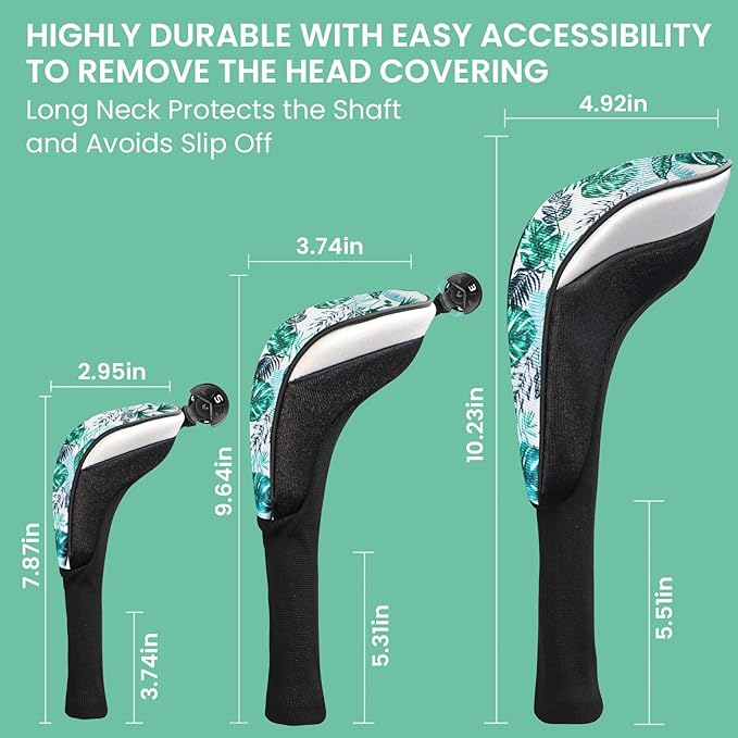FINGER TEN Golf Club Head Covers Woods Driver Fairway Hybrid 3/4/5 Set, Headcovers Men 1 3 5 7 X Interchangeable Number Tag, Fit All Wood Clubs