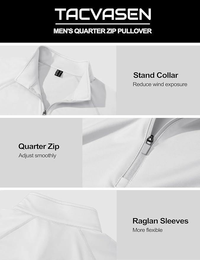 TACVASEN Men's Quarter Zip Pullover Fleece Lined Thermal Long Sleeve Golf Shirt 1/4 Zip Warm Winter Sweatshirts