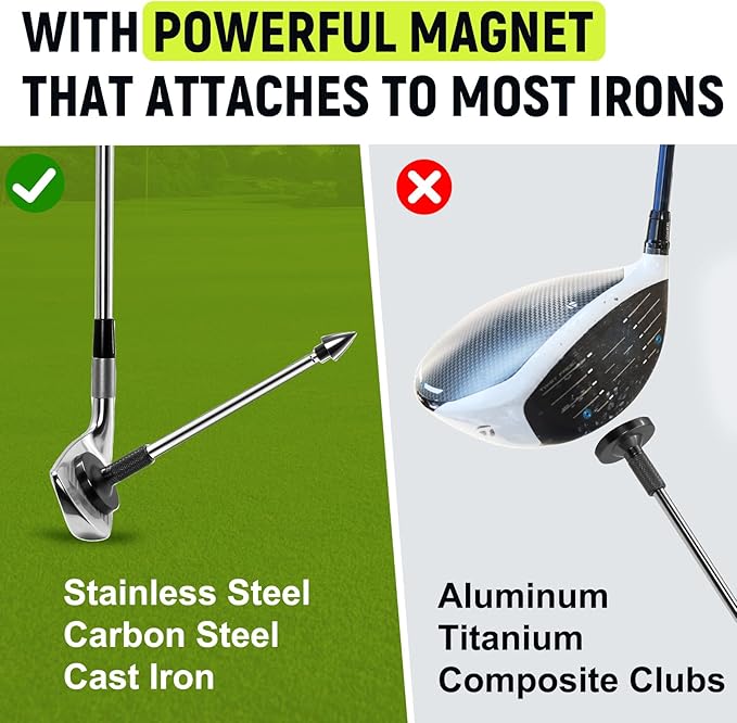 THE GOLFER STORE Golf Alignment Rods, Golf Club Alignment Stick Corrector Magnetic Golf Swing Trainer Aid Help Visualize and Align Your Golf Shot Length Adjustments