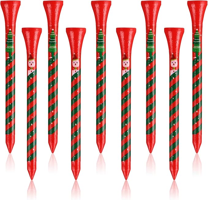 ZALORD Marry Christmas Golf Tees 3 1/4 Inch Unbreakable Pack of 60 Long Christmas Golf Tees Wood Reduce Side Spin and Friction (Christmas)