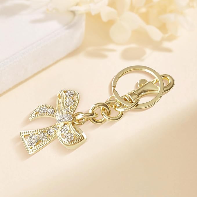 Sparkly Bow Bag Charm Rhinestone Bow Purse Charms Bows Keychain Women Bag Charm for Handbag