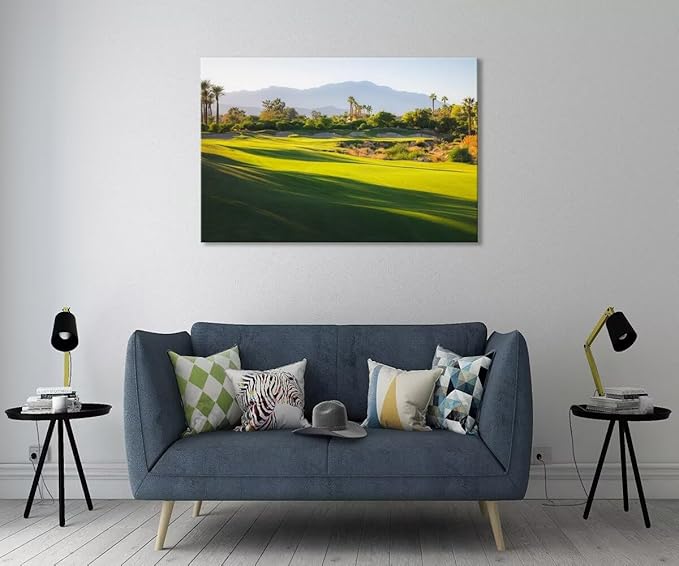 USA California Indian Wells Golf Course Wall Art for Living Room Bedroom Bathroom Home Decorations Golf Course in Palm Picture Poster Canvas Prints Modern Artwork Framed Ready to Hang(12''H x 16''W)
