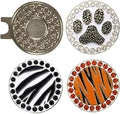 Giggle Golf Bling Golf Ball Marker Pack with Hat Clip – Animal Print Sparkly Markers for Women Golfers (Zebra, Tiger & Paw Print) – Fun Wild Golf Gift Set