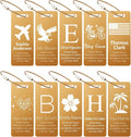 10 Personalized Metal Luggage Tags, Custom Suitcase Aluminum Name Tags with Steel Ring, Laser Engraved Name and Logo, for Travel, Backpack, Baggage, Golf Bag (Golden)