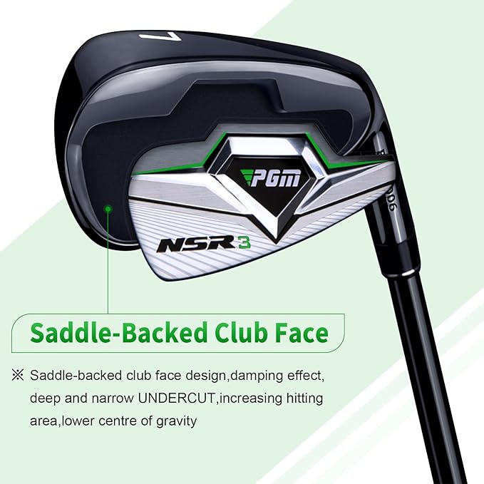 PGM Golf Clubs NSR III Irons Set (5, 6, 7, 8, 9, PW, S) with Graphite Shafts for Right-Handed Golfers – S/R Flex