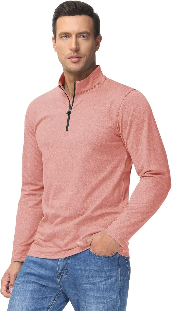 Boladeci Men's Quarter Zip Pullover Premium Fleece Lined Heather Long Sleeve Golf Shirts Midweight 1/4 Half Zip Sweatshirts