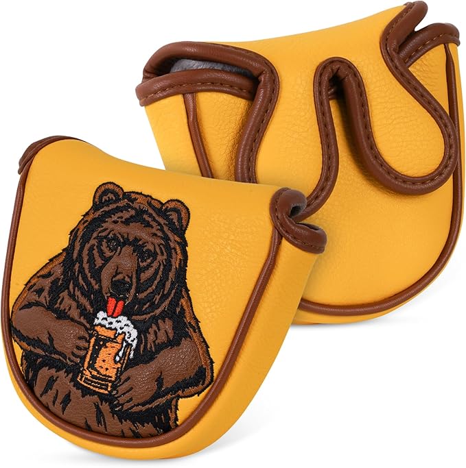 Golf Club Head Cover Golf Head Cover Driver Headcover Fairway Wood Headcover Hybrid Club Head Cover Golf Blade Mallet Putter Cover Beer Bear