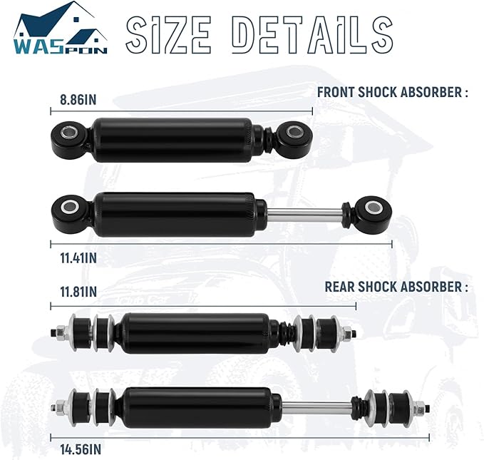 4 PCS Golf Cart Front and Rear Shock Absorbers Kit for Club Car DS G&E 1988-up, Precedent G&E 2004-up, Replaces OEM 1014235, 1014236, 1010991, 1015813,1014236