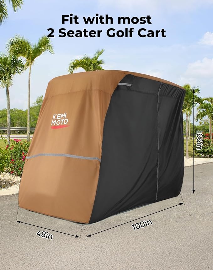 KEMIMOTO Golf Cart Cover, 2/2+2/4/4+2/6/6+2/8 Passenger Heavy Duty Golf Cart Rain Covers with Storage Bag Universal Compatible with EZGO Club Car