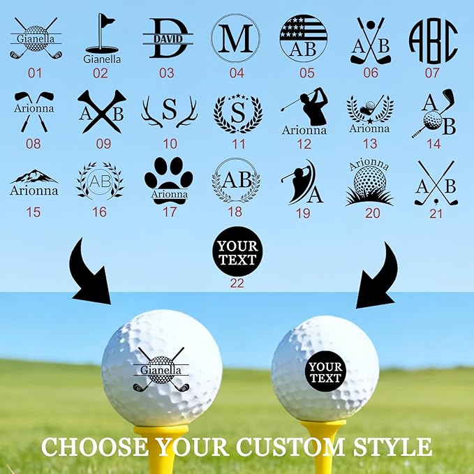 Custom Golf Ball Stamp Marker Personalized Quick-Dry Monogram Golf Ball Stamp with Logo Name Reusable Waterproof Golf Ball Stamp Gifts for Men Golf Lovers Golfers Dad Husband