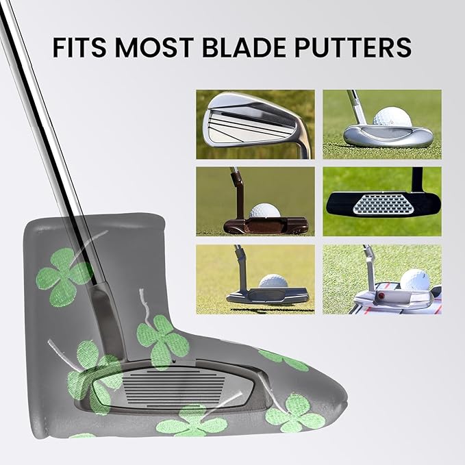 FINGER TEN Golf Blade Putter Cover Premium Synthetic Leather Stylish Design, Universal Headcover Waterproof Protection, Durable Headcovers Covers Fit Most Blade Putters for Men Women