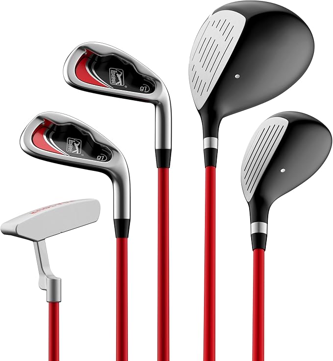 PGA Tour Youth Golf Club Set – Ages 3-5 (3’6”-4’1”) and 5-8 (4’1” - 4'8") Right and Left Handed Beginner Junior Golf Clubs with Lightweight Golf Bag, Mallet Putter, Driver by Golfgen
