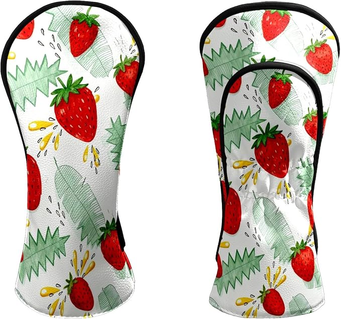 Premium Leather Golf Club Headcovers,Mango Pattern Fits Driver Hybrid Fairway 3/5 Wood,with Scratch-Resistant Lining, Gift for Men and Women