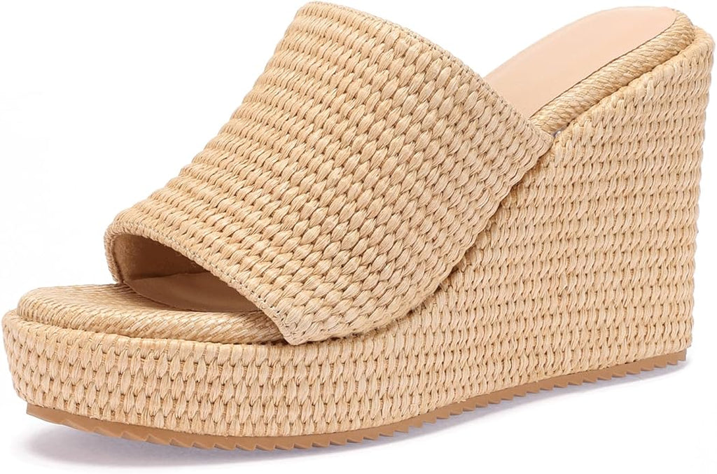 VICKI·VICKI Wedges for Women Platform Sandals Wedge Heels for Sandals Comfortable Summer Espadrille Shoes Ankle Strap&Open Toe