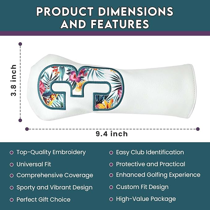 Syren Tropics Club Head Cover - Premium Golf Club Protector - Headcover for Odyssey | Essential Golf Accessories for Men with Premium Club Protection | Funny Golf Accessories for Men (for-Hybrid)