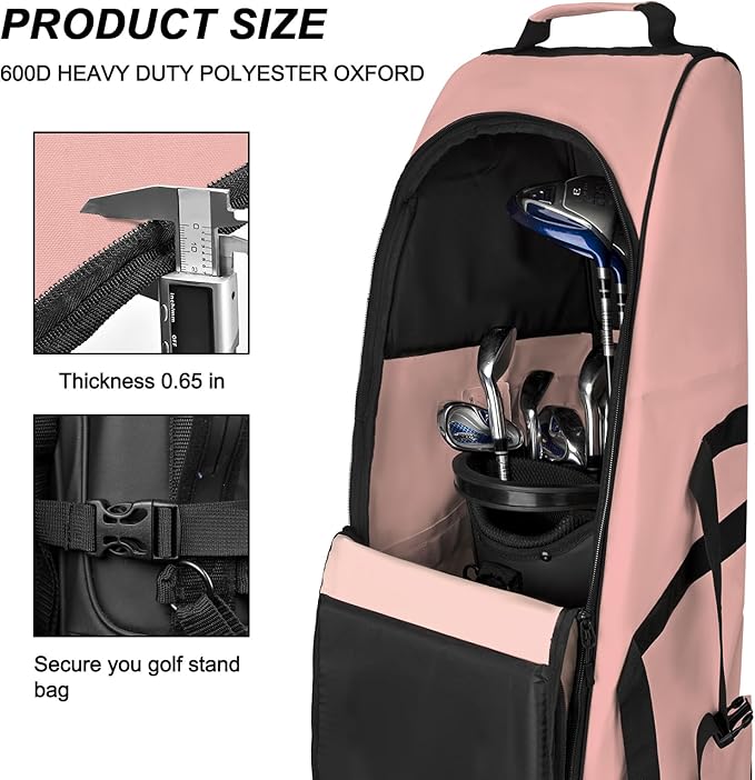 Goloni Golf Travel Bag with Wheels, Golf Travel Case for Airlines, 900D Heavy Duty Oxford Wear-Resistant Soft-Sided