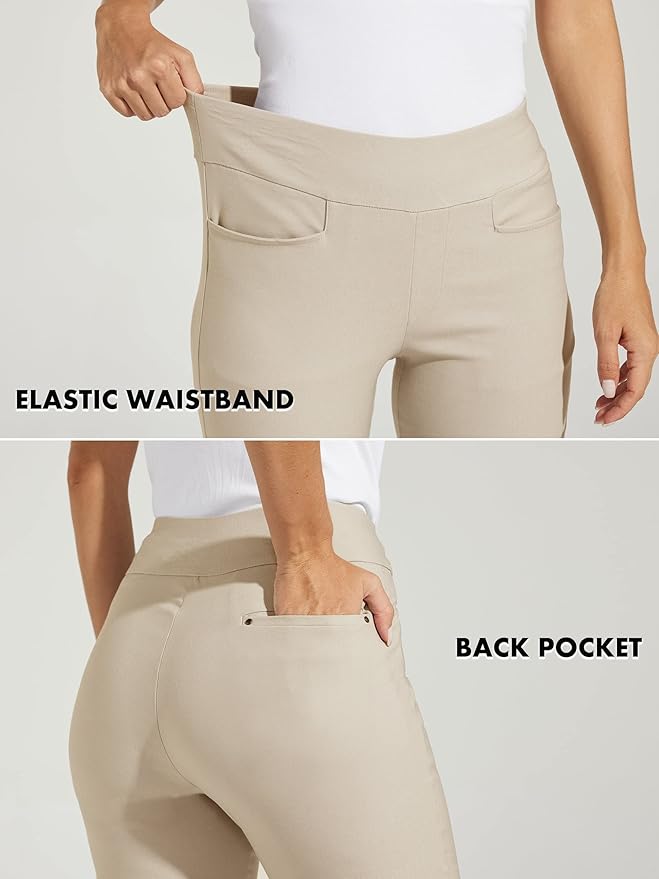 WILLIT Women's Golf Pants 3 Pockets Stretch Casual Pull on Pants Quick Dry Hiking Travel Pants
