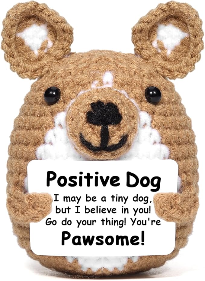AICase Inspirational Crochet Positive Dog Animals, Emotional Support Nuggets Dog Mom Gifts for Women Men Dad Corgi Lovers Best Friends Birthday Christmas Easter Funny Small Unique Cute Themed Decor