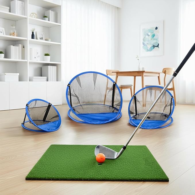 Jucoan Set of 3 Golf Chipping Net, 3 Sizes 12”, 18”, 24” Pop Up Golf Target Practice Net for Indoor Outdoor Backyard, Gift for Men, Father, Husband, Golfers