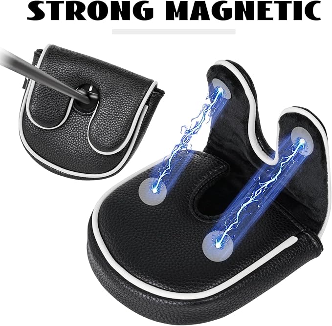 Craftsman Golf Leather Black Mallet Putter Headcover Head Cover Protector Case for LAB DF3 Center Shaft Putters Magnetic Closure