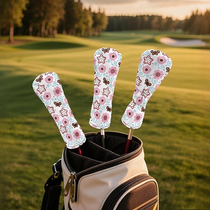 Golf Club Head Covers for Club Protective, Waterproof PU Leather Driver Fairway Wood Hybrid Head Cover