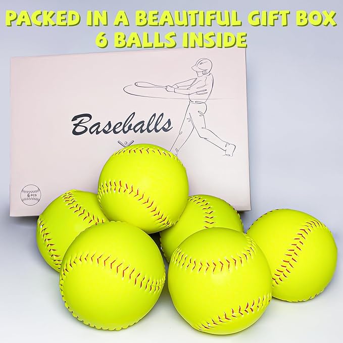 Sports Practice Softballs - 12-Inch Official Size and Weight Slowpitch Softball, Unmarked & Leather Covered Training Ball for Games, Practice and Training