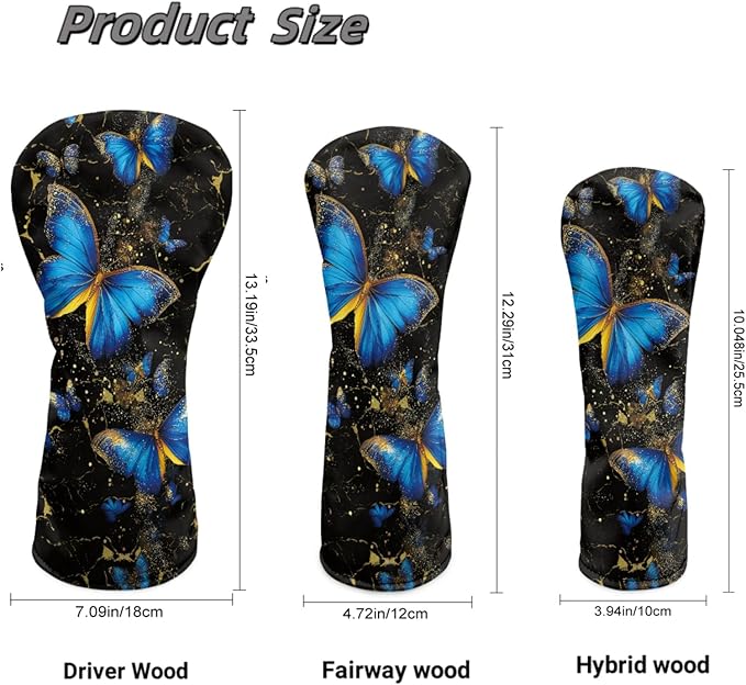 Golf Club Head Covers for Club Protective, Waterproof PU Leather Driver Fairway Wood Hybrid Head Cover