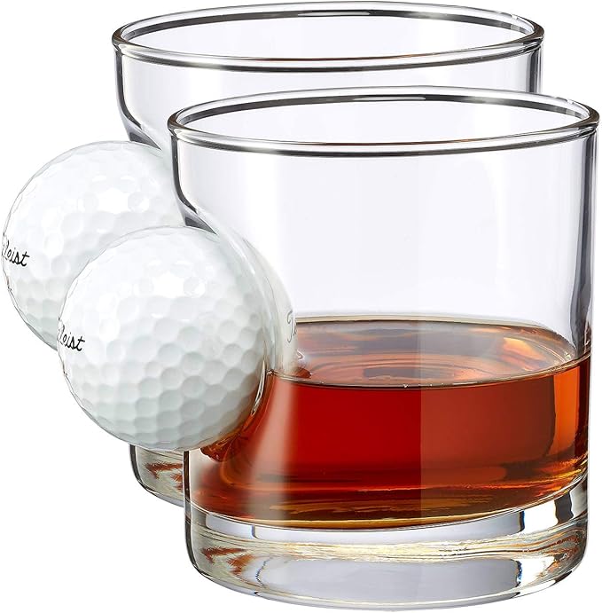 BenShot Golf Ball Rocks Glass - 11oz | Made in the USA [Set of 2]