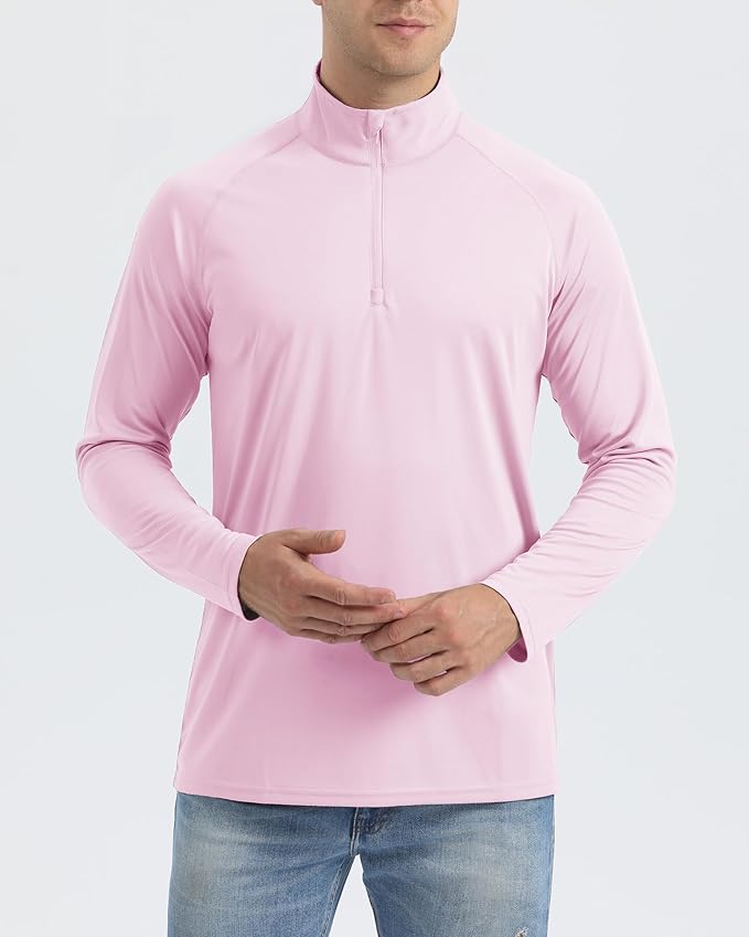 Boladeci Men's UPF 50+ Sun Shirts 1/4 Zip Long Sleeve SPF UV Protection Lightweight Quick Dry Quarter Zip Golf Shirts