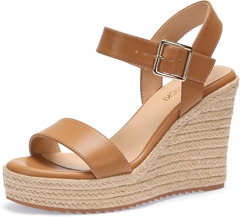 VICKI·VICKI Wedges for Women Platform Sandals Wedge Heels for Sandals Comfortable Summer Espadrille Shoes Ankle Strap&Open Toe