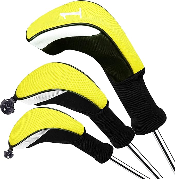 FINGER TEN Golf Club Head Covers Woods Driver Fairway Hybrid 3/4/5 Set, Headcovers Men 1 3 5 7 X Interchangeable Number Tag, Fit All Wood Clubs