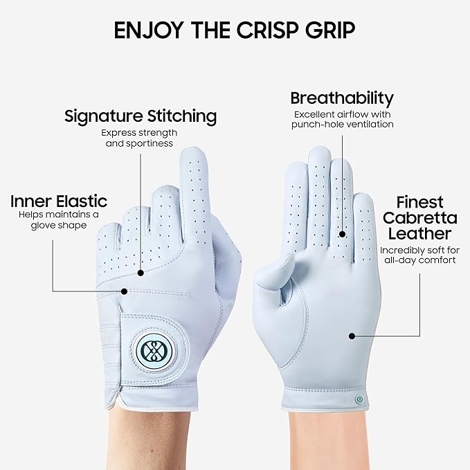 CLAPLEY Men’s Golf Glove – Premium Cabretta Leather with Magnetic Ball Marker, Breathable Design, Good Elasticity, Precious Gift for Golfers, Super Soft Feel, Left and Right Hand, Secure Fit