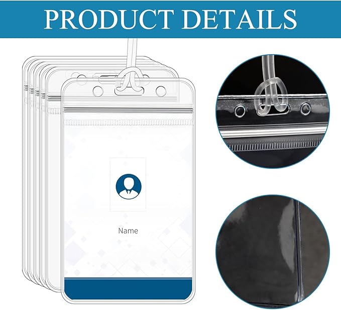 50 Pieces Plastic Holders for Luggage Tags, Badge Labels, and ID Cards with 50 Pack Luggage Tag Loop Straps for Office, Business, and Travel Supplies