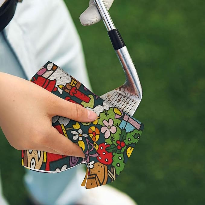 Golf Towel Waffle Microfiber with Hook Detachable Clip 24x16in